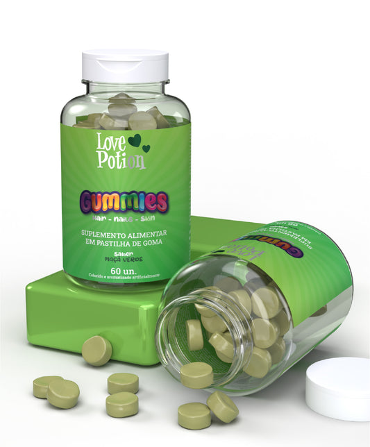 Green Apple Love Potion Gummies Hair Nails Skin Food Supplement Vitamins