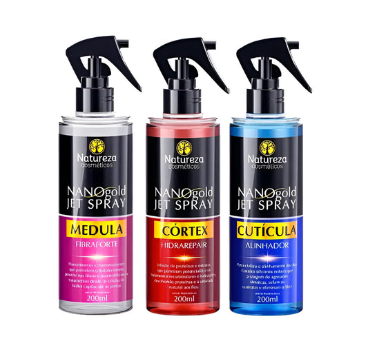 Nano Gold Jet Spray Hair Aligner Repair Treatment Kit 3x200ml